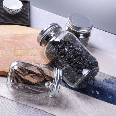 Li Qing Shanghai Regular Mouth Mason Jars with Silver Metal Lids Quilted Crystal Glass Canning Storage Jars