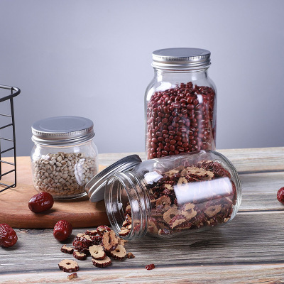 Li Qing Shanghai Regular Mouth Mason Jars with Silver Metal Lids Quilted Crystal Glass Canning Storage Jars