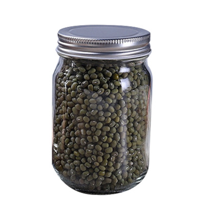 Li Qing Shanghai Regular Mouth Mason Jars with Silver Metal Lids Quilted Crystal Glass Canning Storage Jars