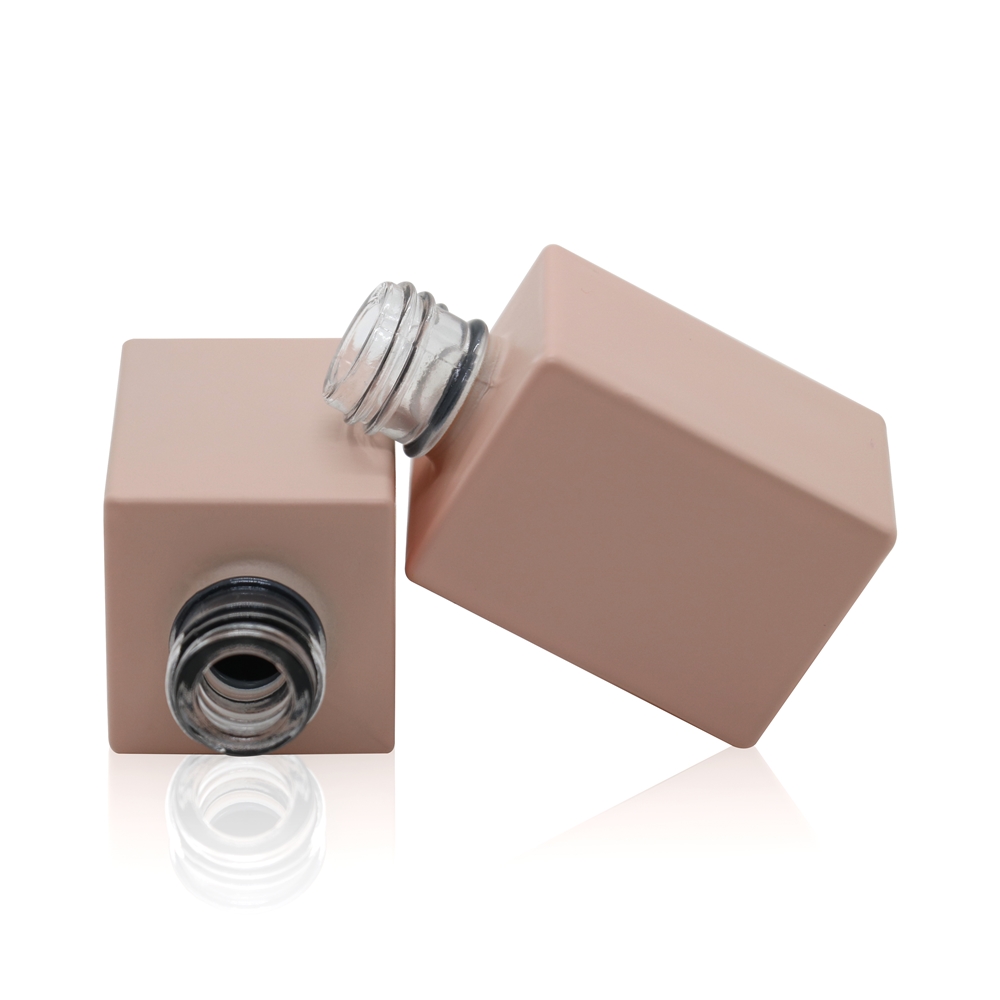 Lianxin manufacture custom 15ml square glossy, matte color spray, electroplating, pearly color spray nail polish bottle