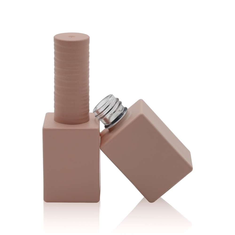 Lianxin manufacture custom 15ml square glossy, matte color spray, electroplating, pearly color spray nail polish bottle