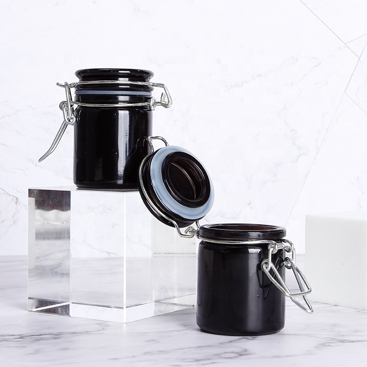 Light Proof 50g Glass Jar UV Protect Airtight Glass Herb Storage Jar