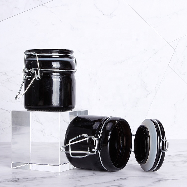 Light Proof 50g Glass Jar UV Protect Airtight Glass Herb Storage Jar