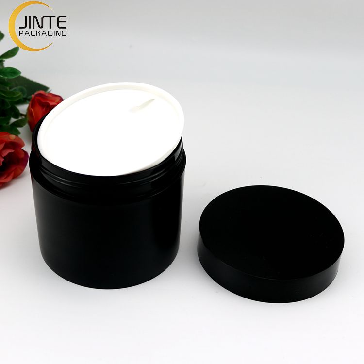 Light Weight Double-Layer Black Cosmetic Container Jar 100ml 150ml 250ml For Man Cream