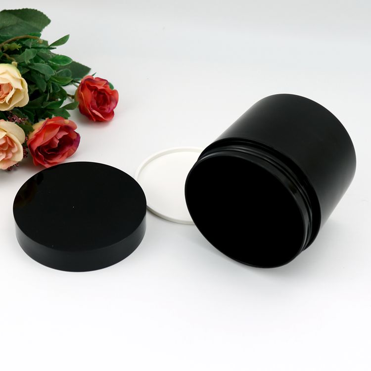 Light Weight Double-Layer Black Cosmetic Container Jar 100ml 150ml 250ml For Man Cream
