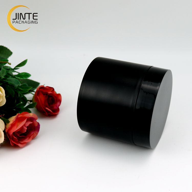 Light Weight Double-Layer Black Cosmetic Container Jar 100ml 150ml 250ml For Man Cream