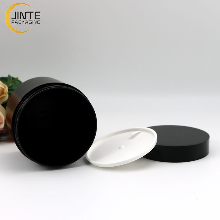 Light Weight Double-Layer Black Cosmetic Container Jar 100ml 150ml 250ml For Man Cream