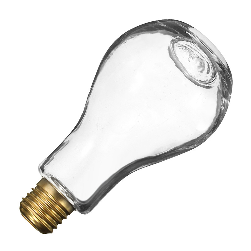 Light bulb bottle glass with screw cap and straw for milk, juice, soft drink bottle