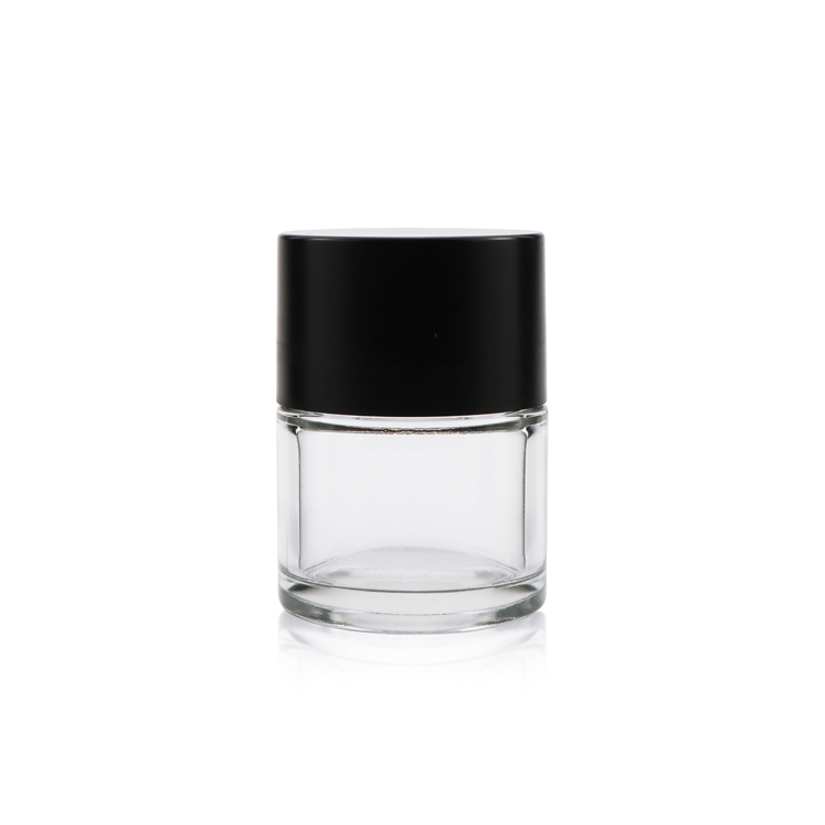 Light proof 2 3 4 ounce cbd hemp round shape container black apothecary herb child resistant lid glass jar for weed