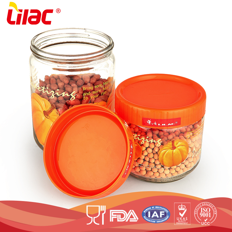 Lilac Free Sample Low Shipping Hermetic 250ml 500ml salt glass jar with red plastic cap