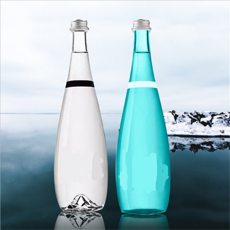 Linlang shanghai Unbreakable Popular high quality flint blue glass bottle for sparkling water bottles