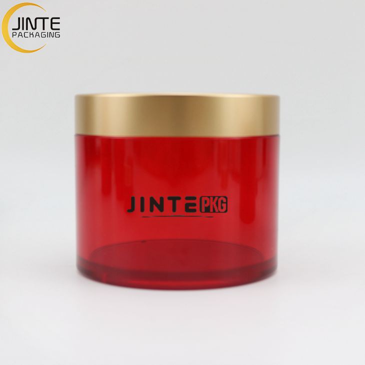 Lip Scrub Beauty Container Empty Plastic PETG thick wall Red color jar with Gold lids 1oz 3oz 4oz 6oz 8oz for Hair Pomade Jar