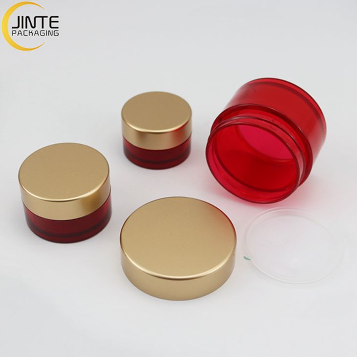 Lip Scrub Beauty Container Empty Plastic PETG thick wall Red color jar with Gold lids 1oz 3oz 4oz 6oz 8oz for Hair Pomade Jar
