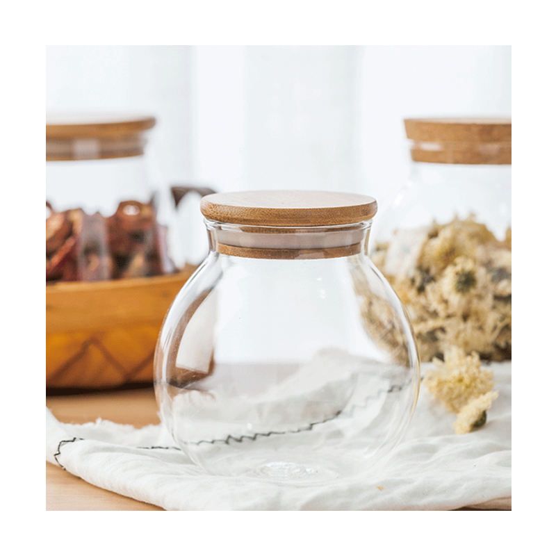 Liqing High Quality Clear Wholesale Glass Jar (Jars) with Bamboo Lid Supplier With Bamboo Lid To Store Food 500ml 700ml