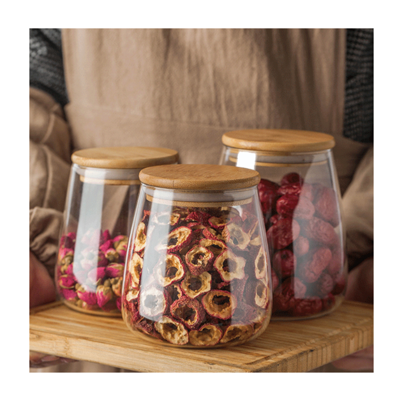 Liqing High Quality Clear Wholesale Glass Jar (Jars) with Bamboo Lid Supplier With Bamboo Lid To Store Food 500ml 700ml