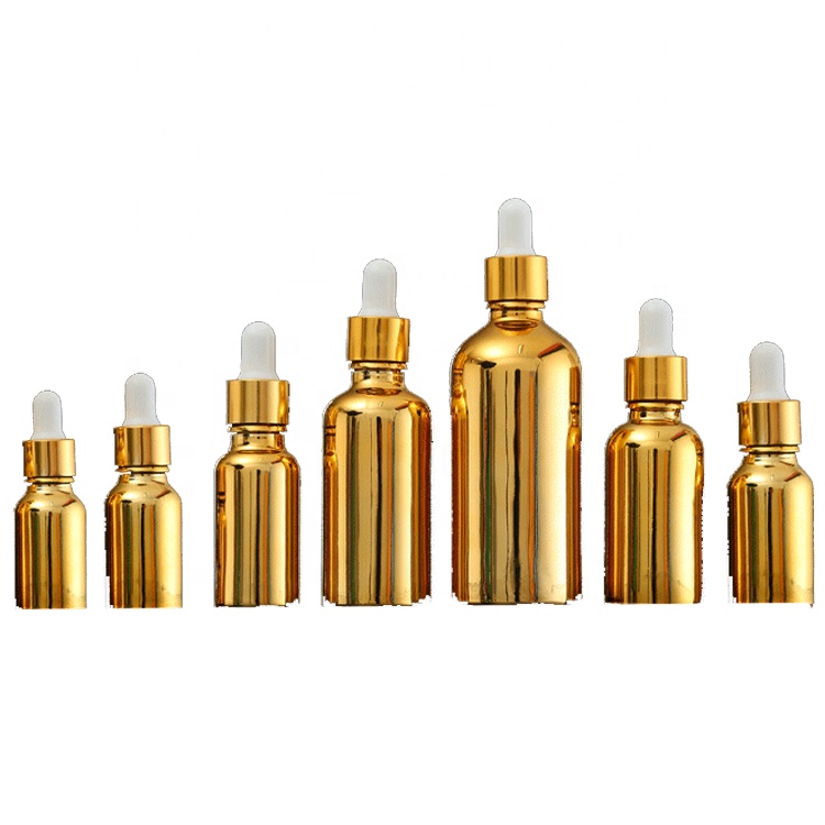 Liquid  50ml luxury Oil 30 Ml 10ml 15ml Glass Gold Dropper Bottle With Dropper Cap Screen Printing