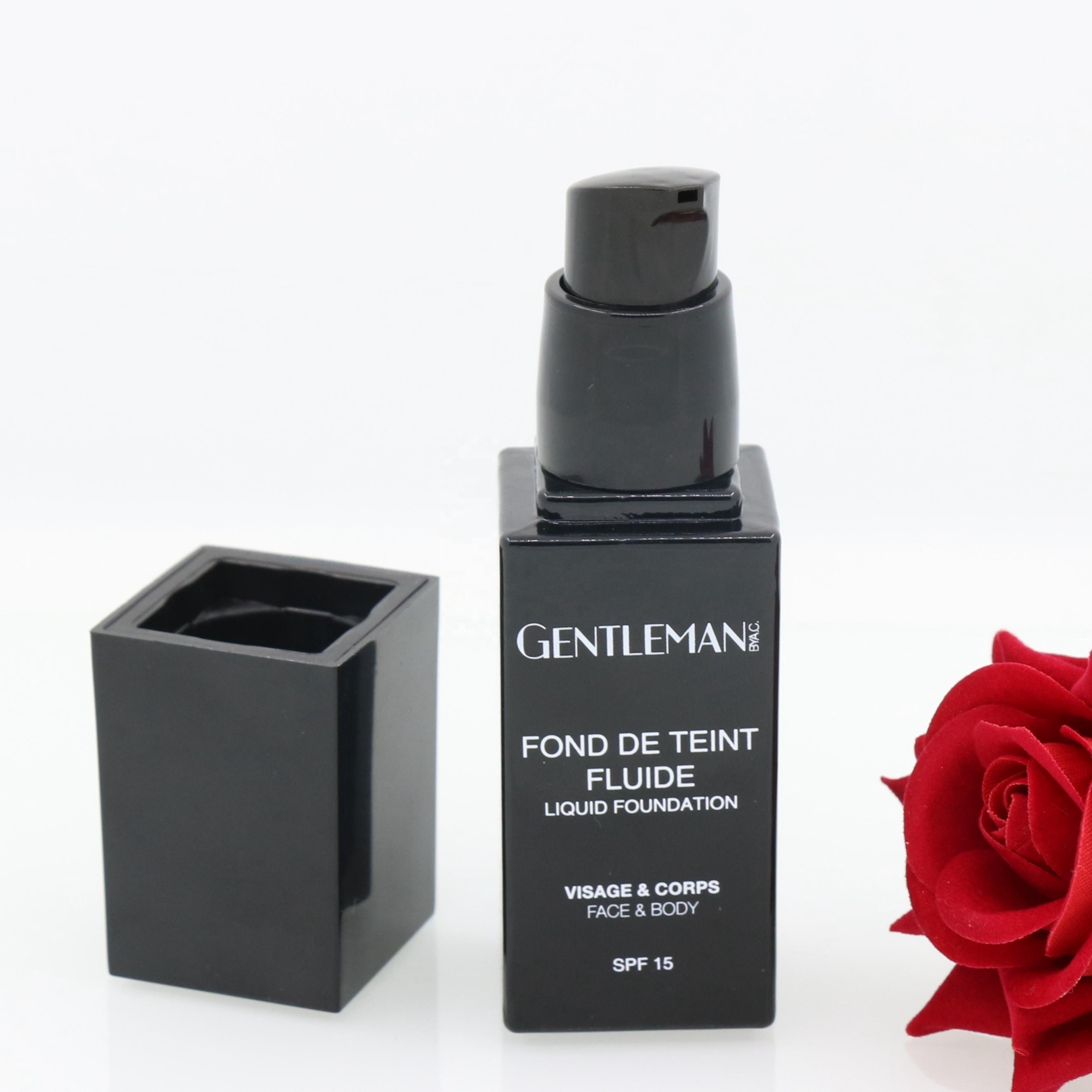 Liquid matte black bottle pump makeup liquid foundation glass bottle with pump