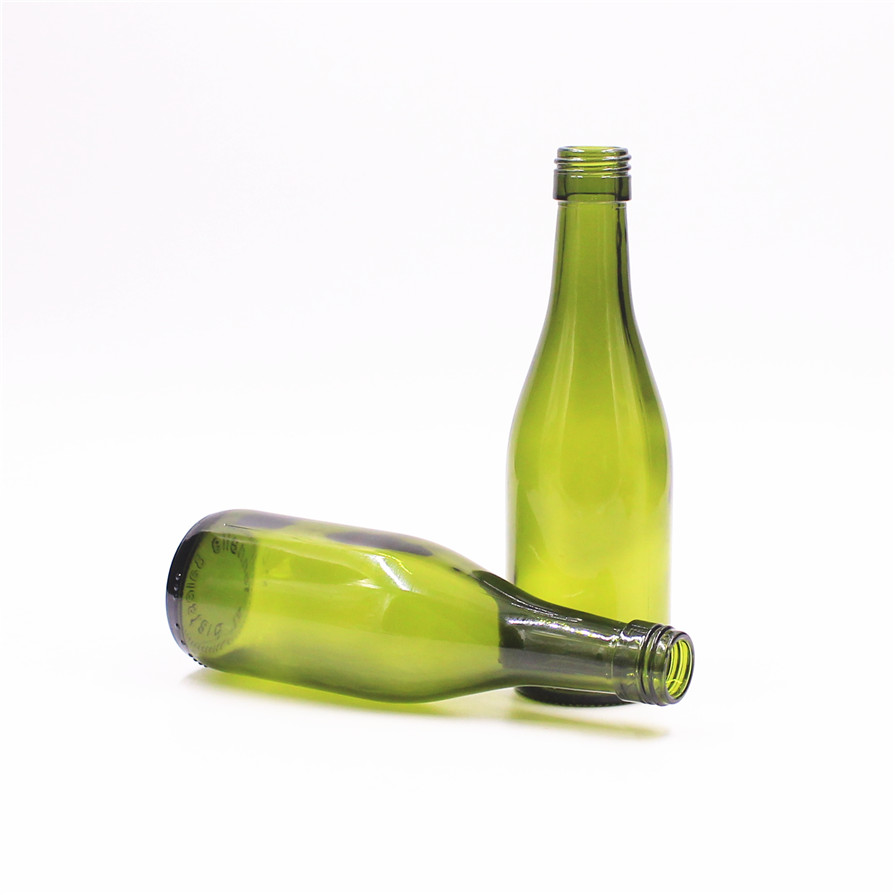 Little Glass Bottle Price Dark Green Color Burgundy Wine Screw Cap Beverage Decal