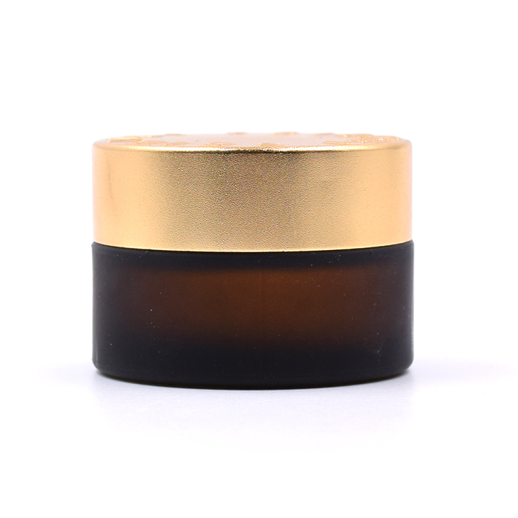 Logo engraved 15g frosted amber glas eye cream jar golden lid