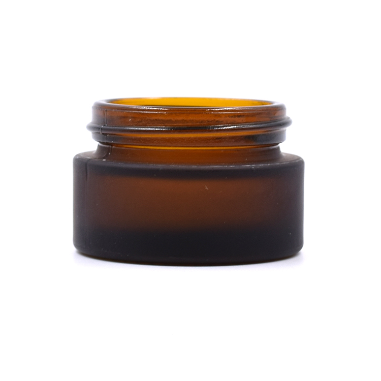 Logo engraved 15g frosted amber glas eye cream jar golden lid