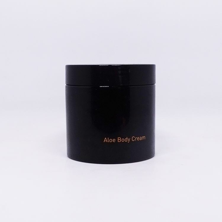 Logo printed cosmetic packaging black empty pet jar 200 ml with black cap