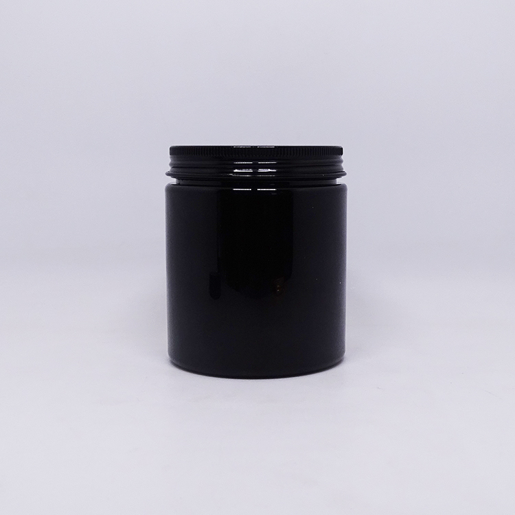 Logo printed cosmetic packaging black empty pet jar 200 ml with black cap