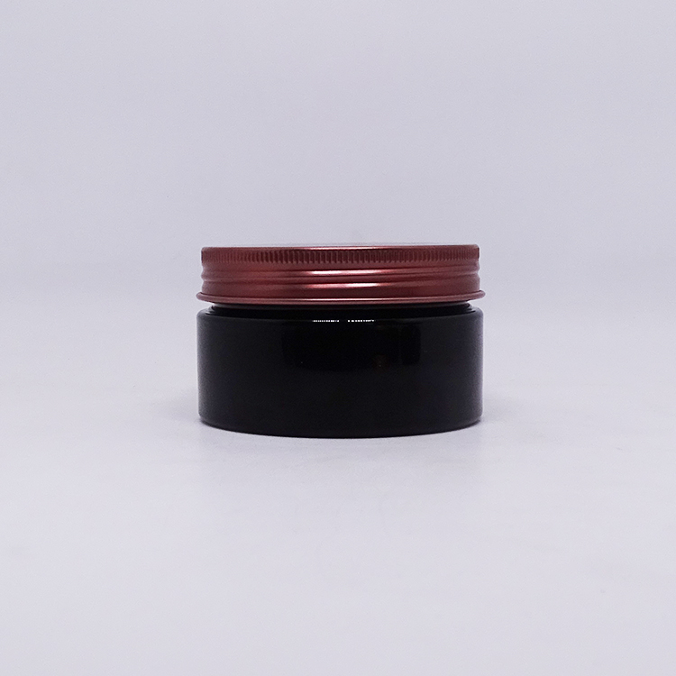 Logo printed cosmetic packaging black empty pet jar 200 ml with black cap