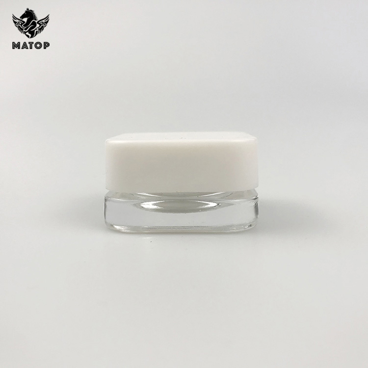 Logo printing 5ml 7ml 9ml gram white square Glass Concentrate Jars