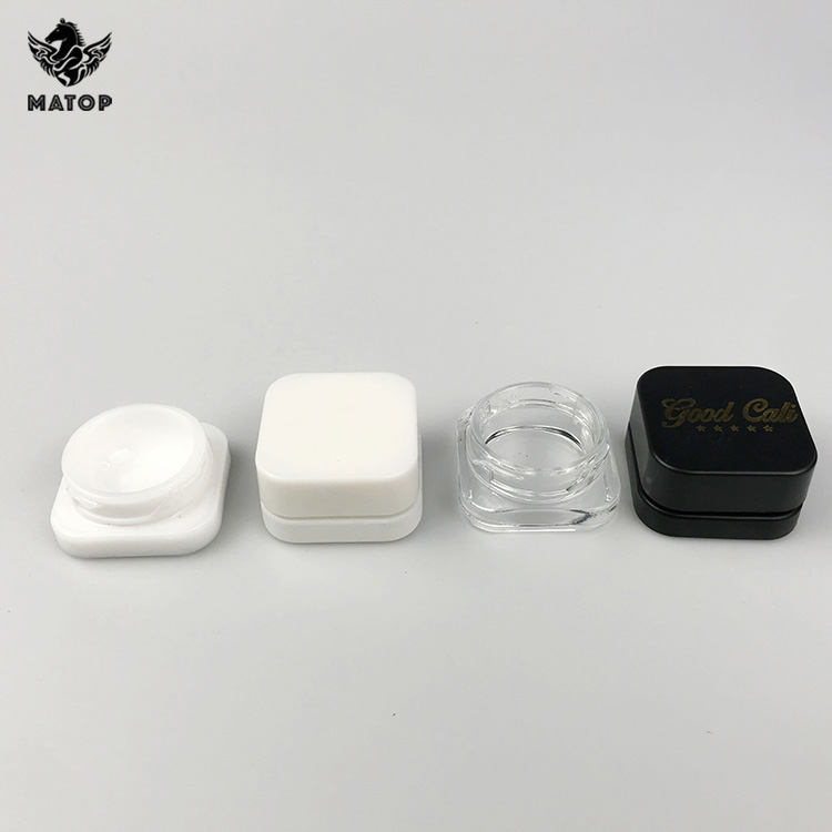 Logo printing 5ml 7ml 9ml gram white square Glass Concentrate Jars