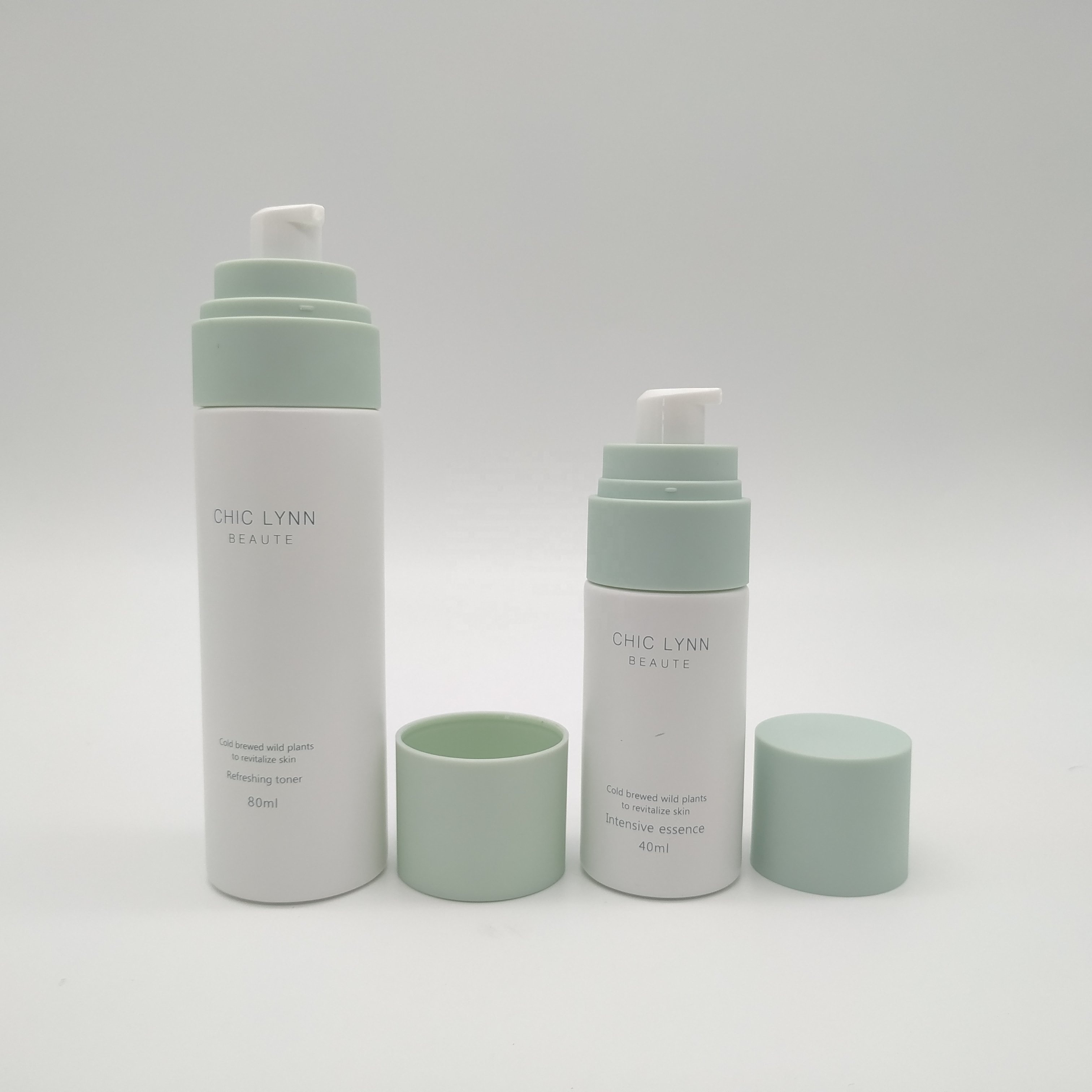 Lotion Bottle and Cream Jar Set Green Frost Glass Essential Oil Screw Cap 120ml 100ml Hot Selling Cosmetic
