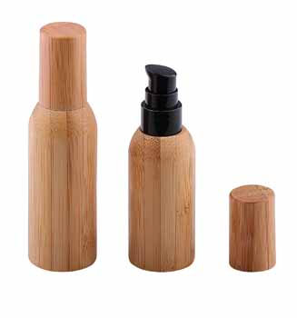 Lotions Bottle with Pump Head and Bamboo Lid Refillable Makeup Cosmetic Emulsion Essence Vials Dispenser Containers for Cream Lo