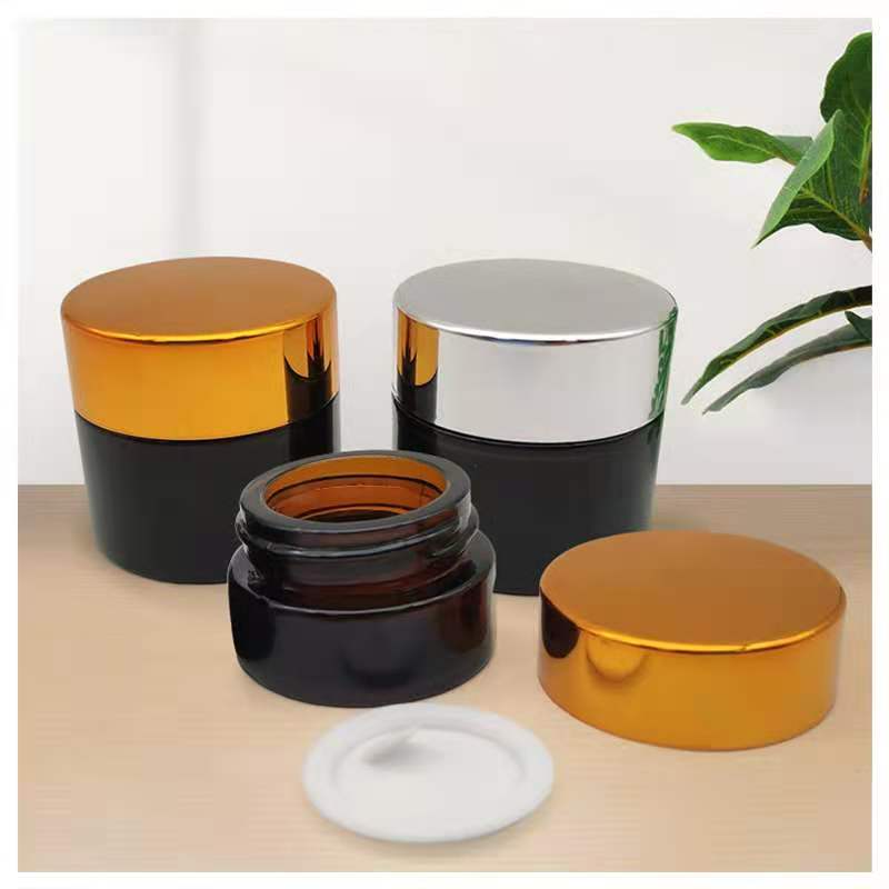Lots of cash amber glass jars skincare packaging cosmetic lotion bottle 20g 30g 50g 60g 100g cosmetic eye cream glass jar