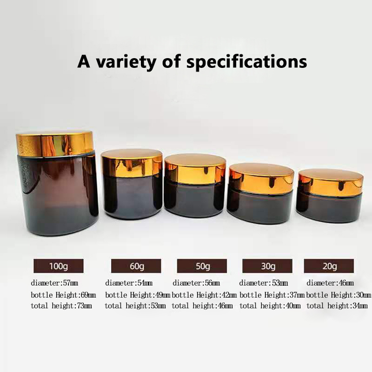 Lots of cash amber glass jars skincare packaging cosmetic lotion bottle 20g 30g 50g 60g 100g cream cosmetic jar glass jars