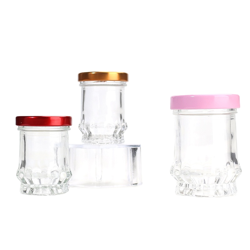 Lotus flower bottom 45ml 75ml 100ml glass jars for honey bird nest pudding yogurt with screw top lid