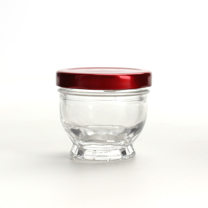 Lotus flower bottom 50ml 75ml 100ml glass jars for honey bird nest pudding yogurt with screw metal lid