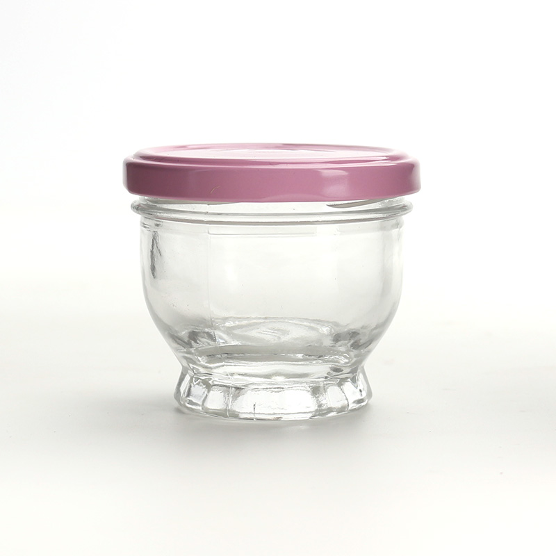 Lotus flower bottom 50ml 75ml 100ml glass jars for honey bird nest pudding yogurt with screw metal lid