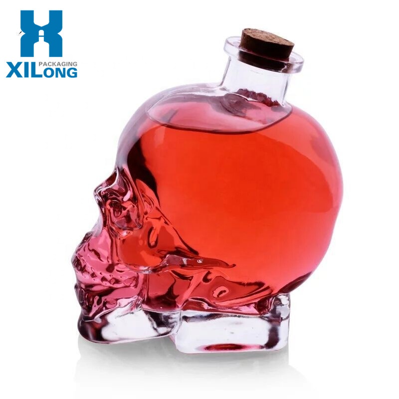 Low Cost Manufacturer Clear Super Flint Empty Skull Shape 750ML Vodka Liquor Glass Bottles For Whisky