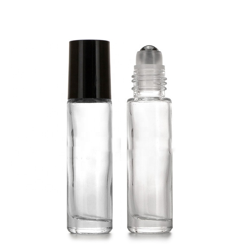 Low MOQ 10 ml Mini Clear Essential Oil Stainless Steel Roller Bottle Perfume Roll On Glass Roller Bottle Packaging (NRB16)