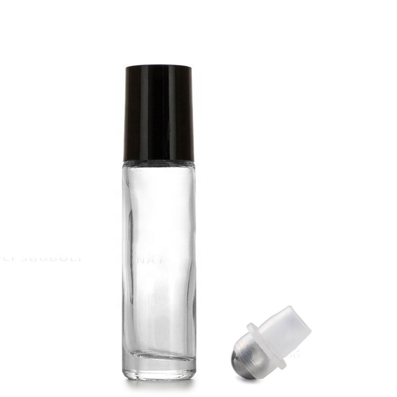 Low MOQ 10 ml Mini Clear Essential Oil Stainless Steel Roller Bottle Perfume Roll On Glass Roller Bottle Packaging (NRB16)
