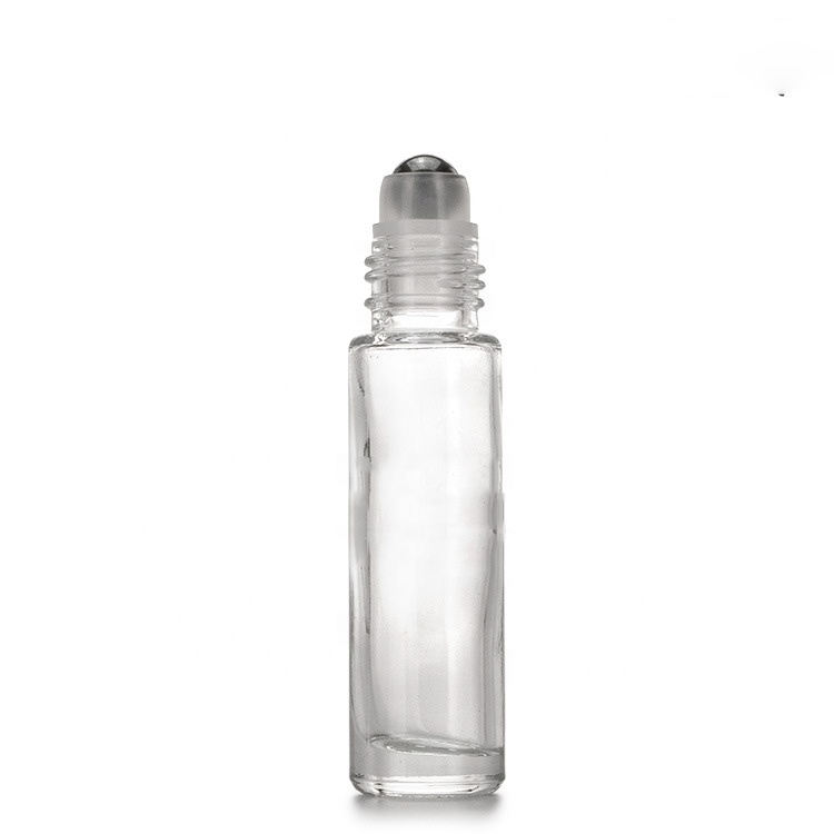 Low MOQ 10 ml Mini Clear Essential Oil Stainless Steel Roller Bottle Perfume Roll On Glass Roller Bottle Packaging (NRB16)