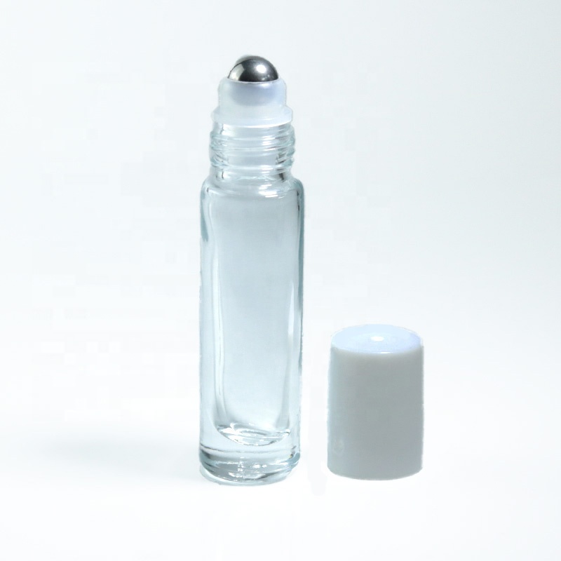 Low MOQ 10 ml Mini Clear Essential Oil Stainless Steel Roller Bottle Perfume Roll On Glass Roller Bottle Packaging (NRB16)