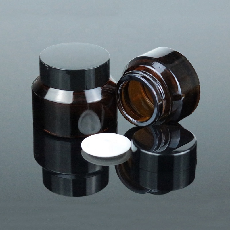 Low MOQ 15g 30g 1oz 50g Dark Lip Balm Oblique Container Empty Slant Amber Cosmetic Glass Jars Containers (GJM44)