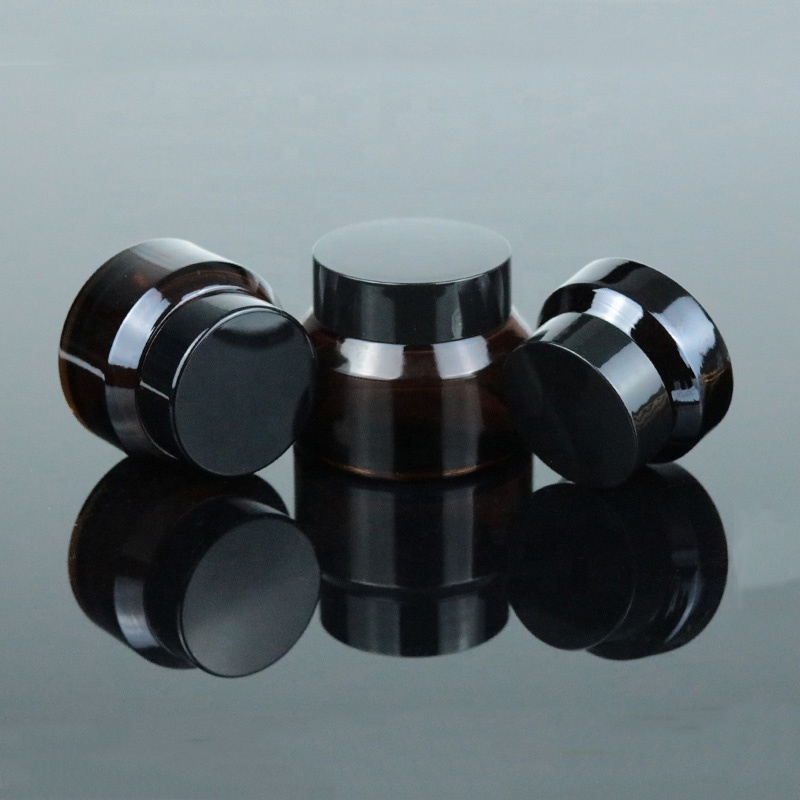 Low MOQ 15g 30g 1oz 50g Dark Lip Balm Oblique Container Empty Slant Amber Cosmetic Glass Jars Containers (GJM44)