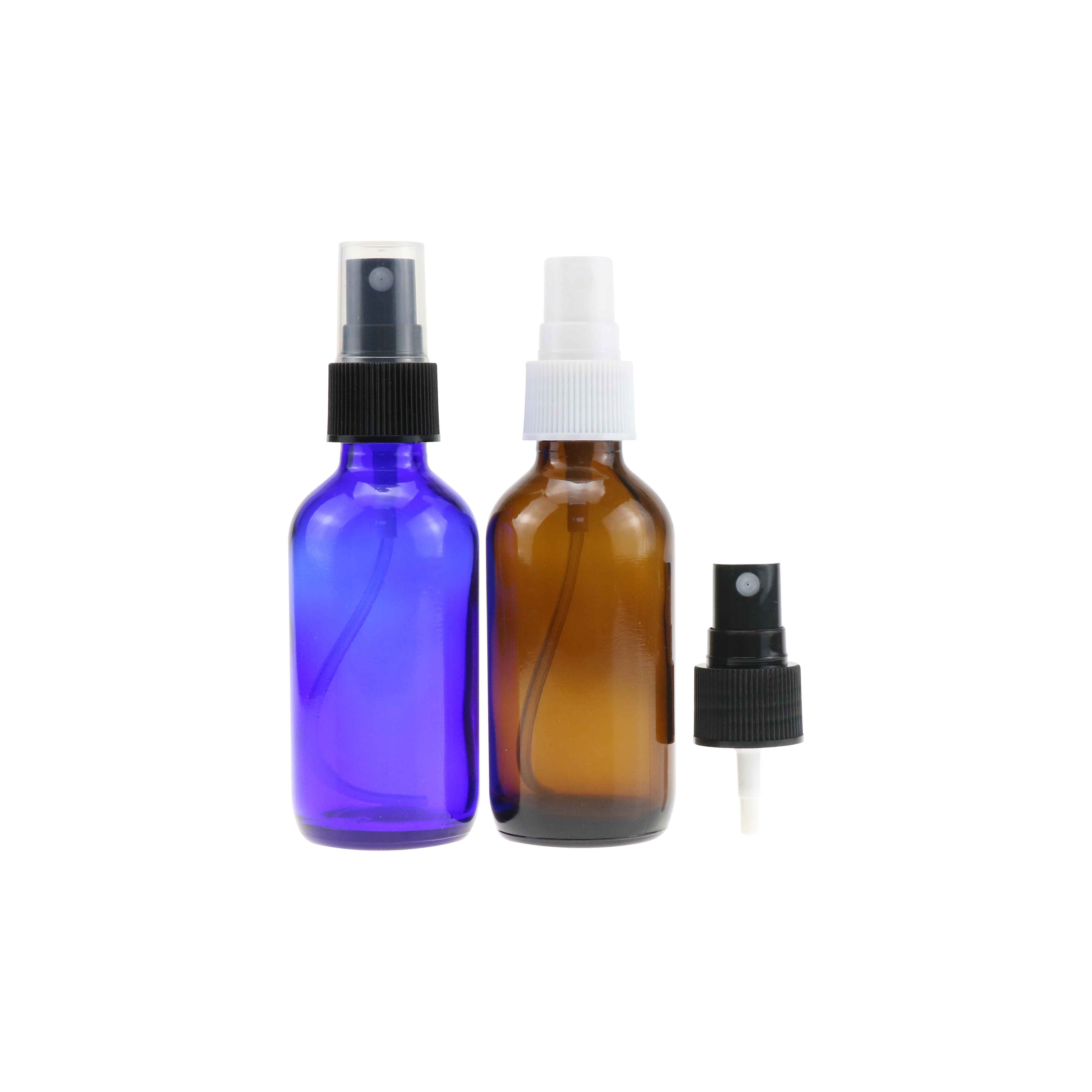 Low MOQ 1oz 30ml amber brown boston round glass bottle with black fine mist sprayer