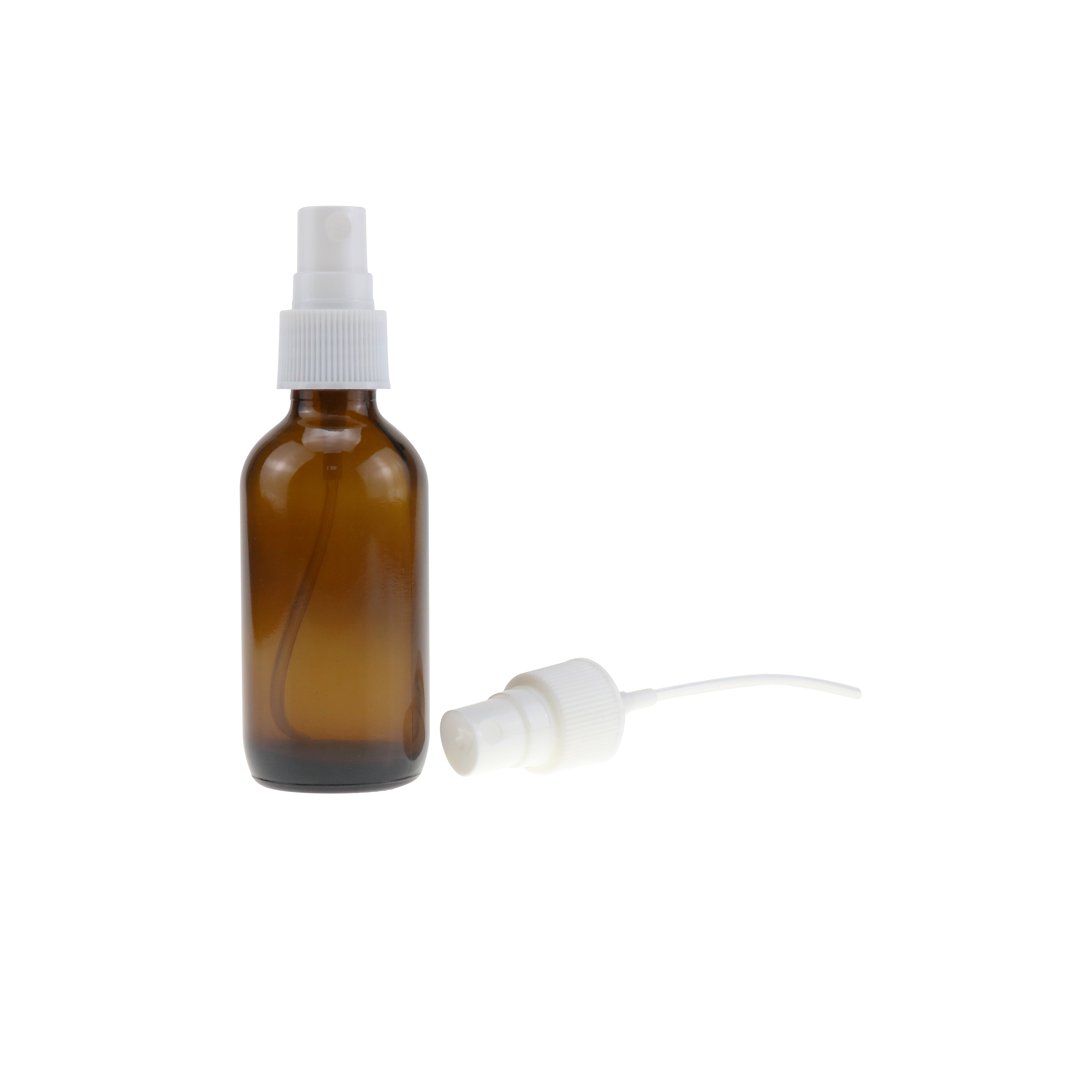Low MOQ 1oz 30ml amber brown boston round glass bottle with black fine mist sprayer