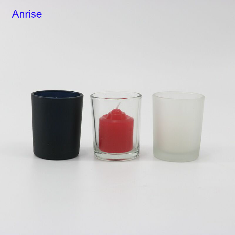 Low MOQ 200ml Empty Transparent Frosted White Glass Candle Jar Holders Matte Black Glass Candle Cup Packaging