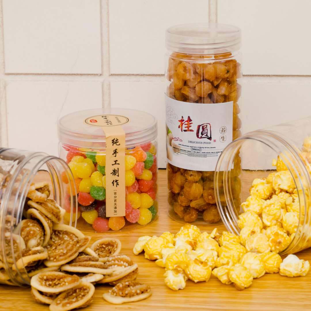 Low MOQ 20g 30g 50g 100g 120g 150g 200g 250g 300g 400g clear plastic PET scrub sugar spice jar with black lid