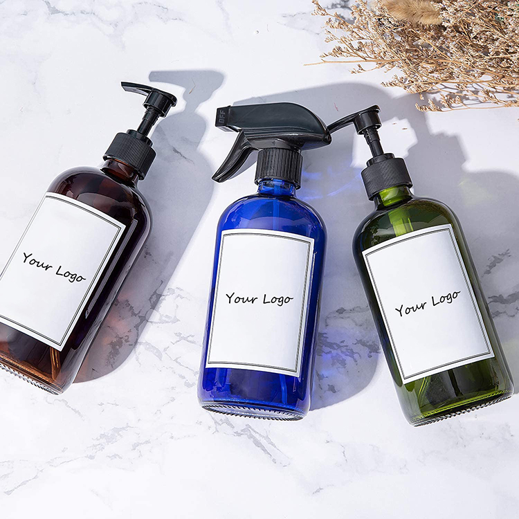 Low MOQ 250ml and 500ml Liquid Lotion Body Skin and Hair Glass Lotion Pump Bottle Glass Soap Dispenser Bottle