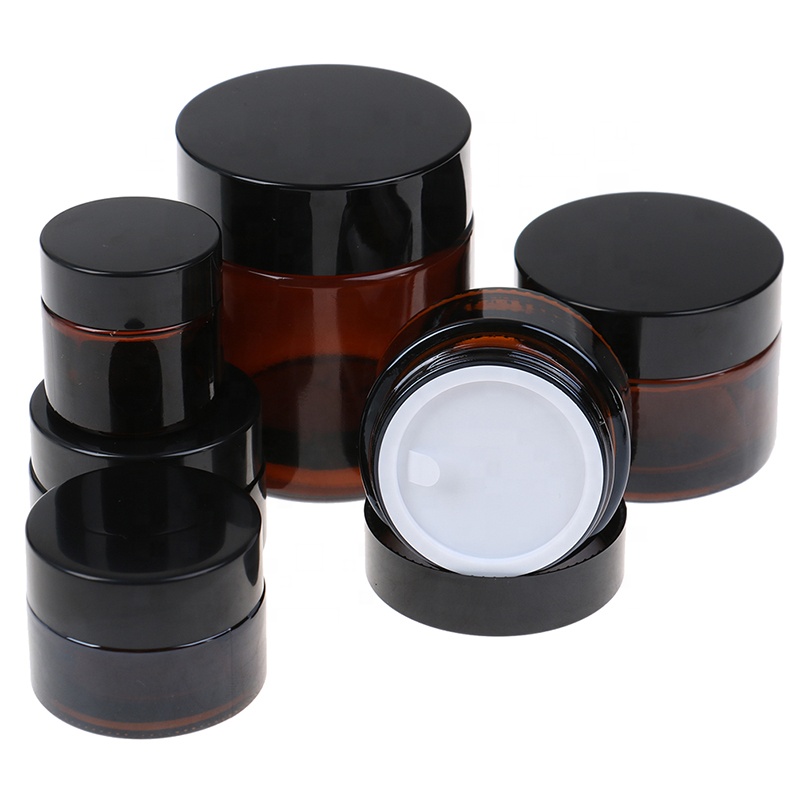 Low MOQ 30g 50g 100g Glass Amber Brown Cosmetic Face Cream Glass Candle jar