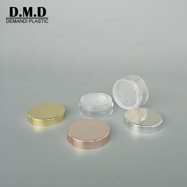 Low MOQ 5 grams 5ml 10grams 10ml 30ml 20ml empty rose gold pink silver make-up loose powder jar with sifter